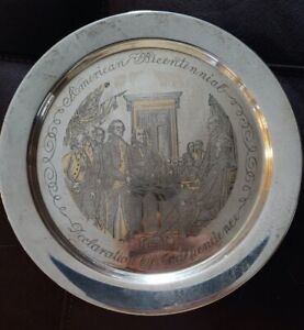 Danbury Mint Sterling Silver 24k Gold Declaration Of Independence 1776 Plate