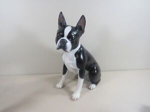 Large 15" Porcelain Danbury Mint Devoted Friend Boston Terrier Dog Statue Figure