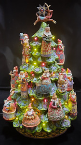 Jim Shore Santa Christmas Tree Lighted Figurine Danbury Mint w/ 21 Santas RARE!