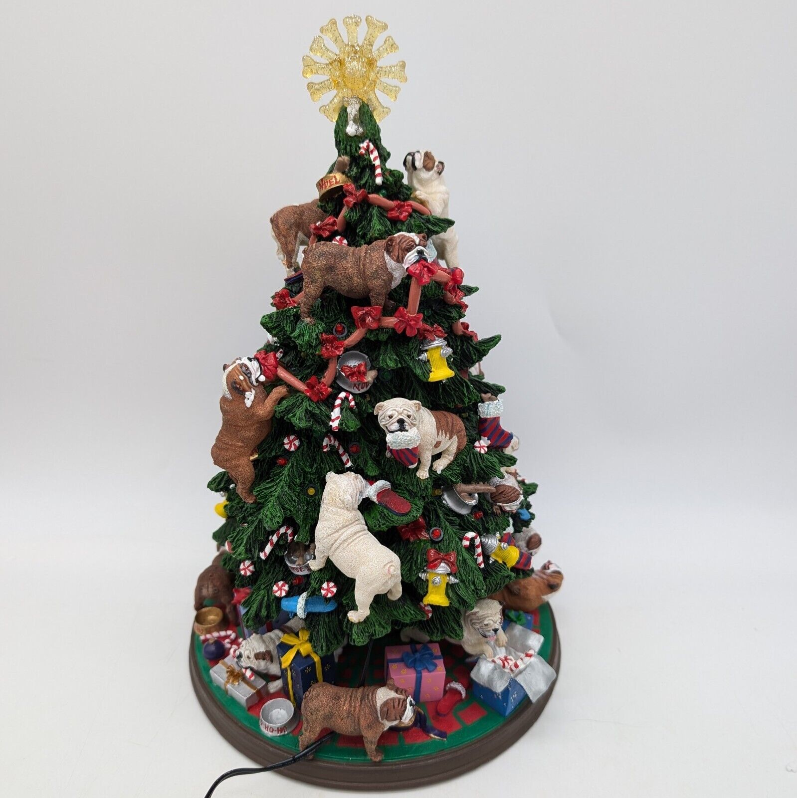 Retired Danbury Mint English Bulldog Lighted Christmas Tree