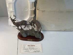 Danbury Mint in Box with COA THE CHASE WHITETAILS deer