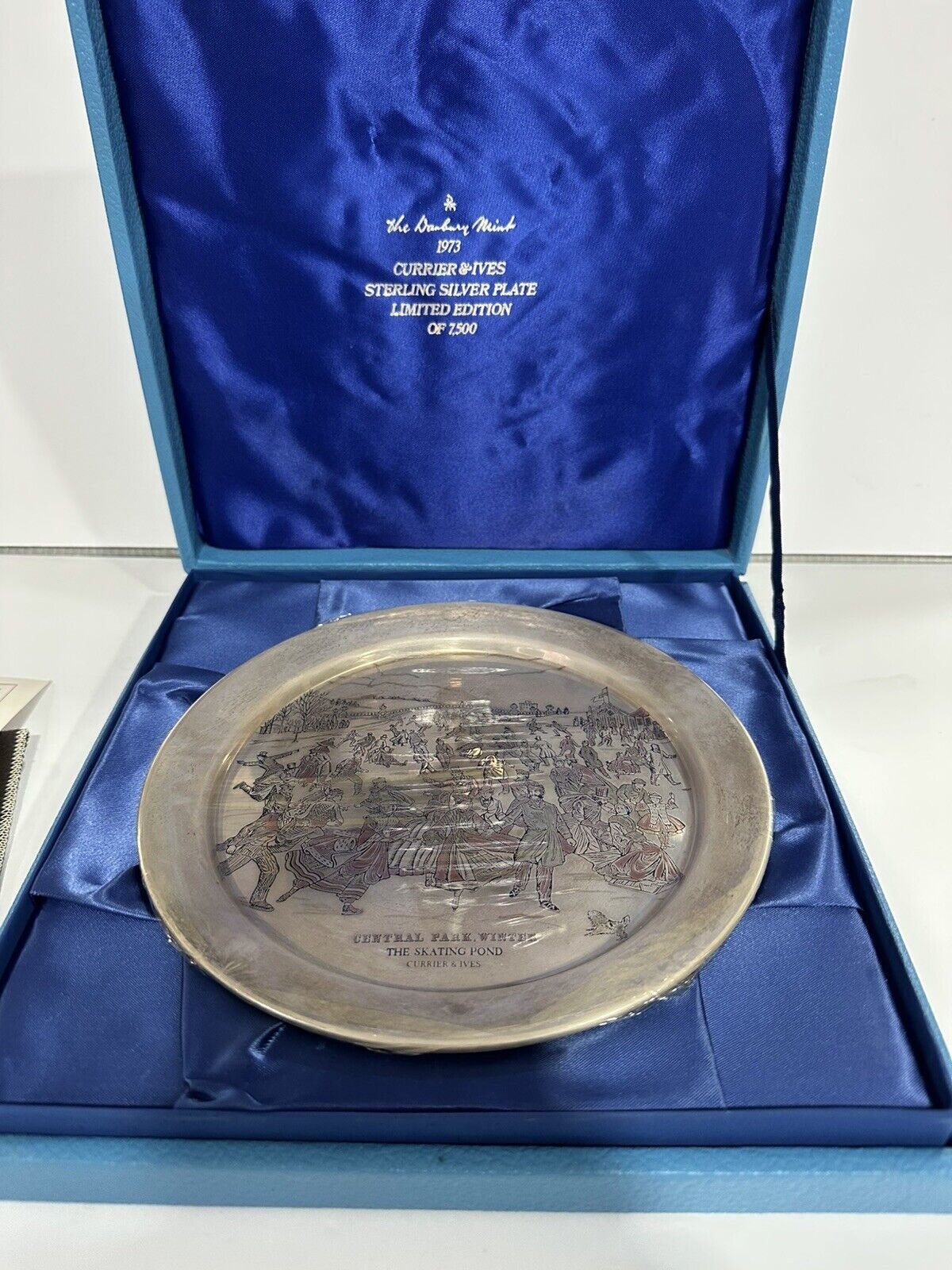 1973 Danbury Mint Central Park Winter Skating Pond Solid Sterling Silver
