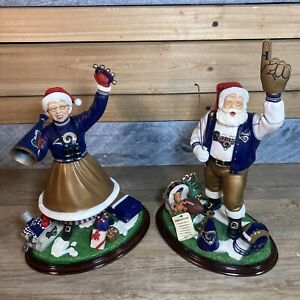 Vintage 2001 Danbury Mint St Louis Rams Santa Clause & Mrs. Clause 12" Figure