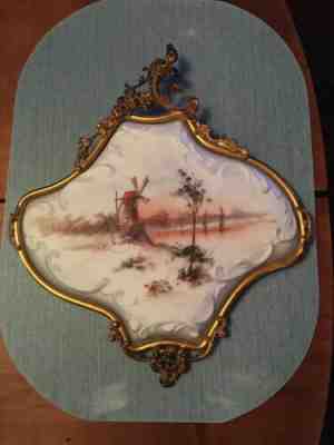 Old Wavecrest. Wave Crest Plaque Meriden Ct. Windmill with Sailboats Trees Scene