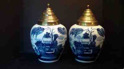 A Pair Of Dutch Delft Tobacco Jars