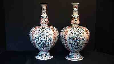 A Lovely Unusual Shaped Pair Of Dutch Delft Vases
