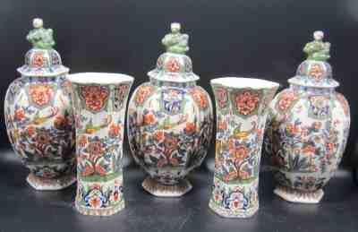 Good Antique Delftware cabinet vases garniture  - 19th century 