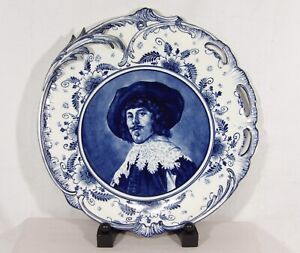 ANTIQUE ROYAL BONN DELFT CABINET PLATE PORTRAIT SERVING WALL PAINTED SIGNED WOW