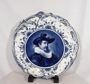 ANTIQUE ROYAL BONN DELFT CABINET PLATE PORTRAIT SERVING WALL PAINTED SIGNED WOW