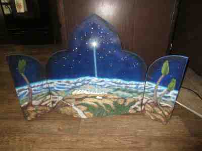 Dept 56 Holy Night Fiber Optic Backdrop Little Town Of Bethlehem Christmas Decor