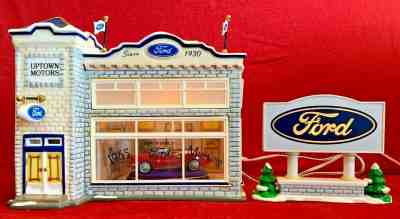 Uptown Motors Ford Dept 56 Snow Village 54941 Christmas city dealer dealership A
