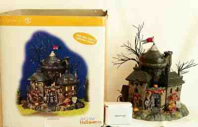 NICE! Department 56 Halloween CASTLE BLACKSTONE Fiber Optic Trees & Sounds Cord