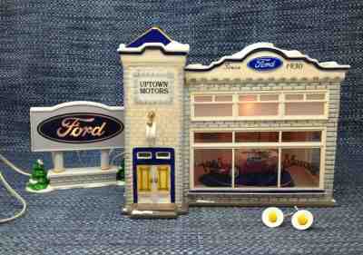 Dept 56 Snow Village Uptown Motors Ford Dealership Lighted Animated
