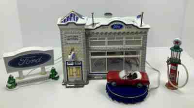 Dept 56 Snow Village Uptown Motors Ford Dealership Untested