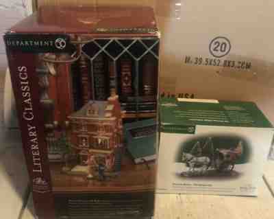 DEPT 56 LITERARY CLASSICS SHERLOCK HOLMES 221B BAKER STREET + HANSOM CAB