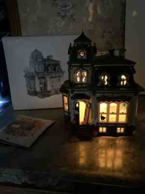 Dept 56 54935 Haunted Mansion House Animated Witch Cat Halloween Village MIB