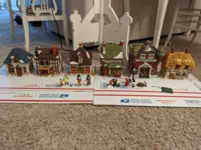Lot Of 6 Dept 56 Dickens Village Lighted Porcelain Houses and accessories
