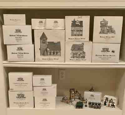 Dept. 56, Dickens Village, Mixed Lot of 32 with Dickens Shops and Oliver Twist