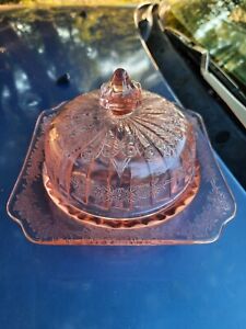 Pink Adam Sierra Depression Glass Butter Dish RAREST of RARE