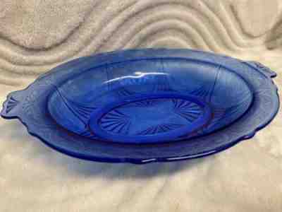 Royal Lace Cobalt Blue 10" bowl - Hazel Atlas Depression Glass