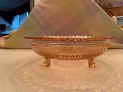 Mayfair open rose three legged bowl pink rare depression glass