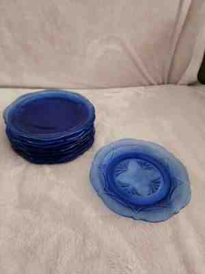 Depression Glass Hazel Atlas Royal Lace Cobalt Blue Set (10) Saucers 1936 - 1941