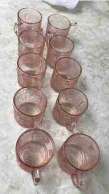 Cherry Blossom Rare Pink Coffee Mug Jeanette Glass Company MINT Depression Glass