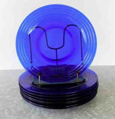 8 Hazel Atlas Depression Glass Cobalt Blue Moderntone Dinner Plate 10½" diam lot