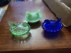 Mini Nesting Hens Lot of 10X Vintage Mini Iridescent Green And Blue Cobalt Min