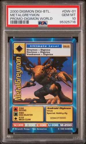 PSA 10 Digimon Digi-Battle Metalgreymon Digimon World PlayStation Promo DW-01