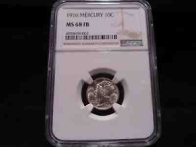 1916 MS68FB (Full Bands) Mercury Dime NGC Certified Exceptional Gem Blast White