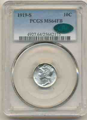 1919 S .10C Mercury Dime MS 64 Full Bands PCGS *CAC Verified!*