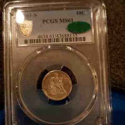 1861-S PCGS MS61 CAC Seated Liberty Dime (43688135)