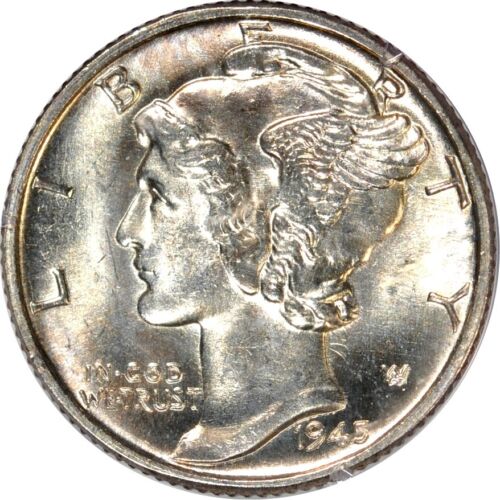 1945 10C Mercury Dime  Rattler Holder  PCGS MS64FB