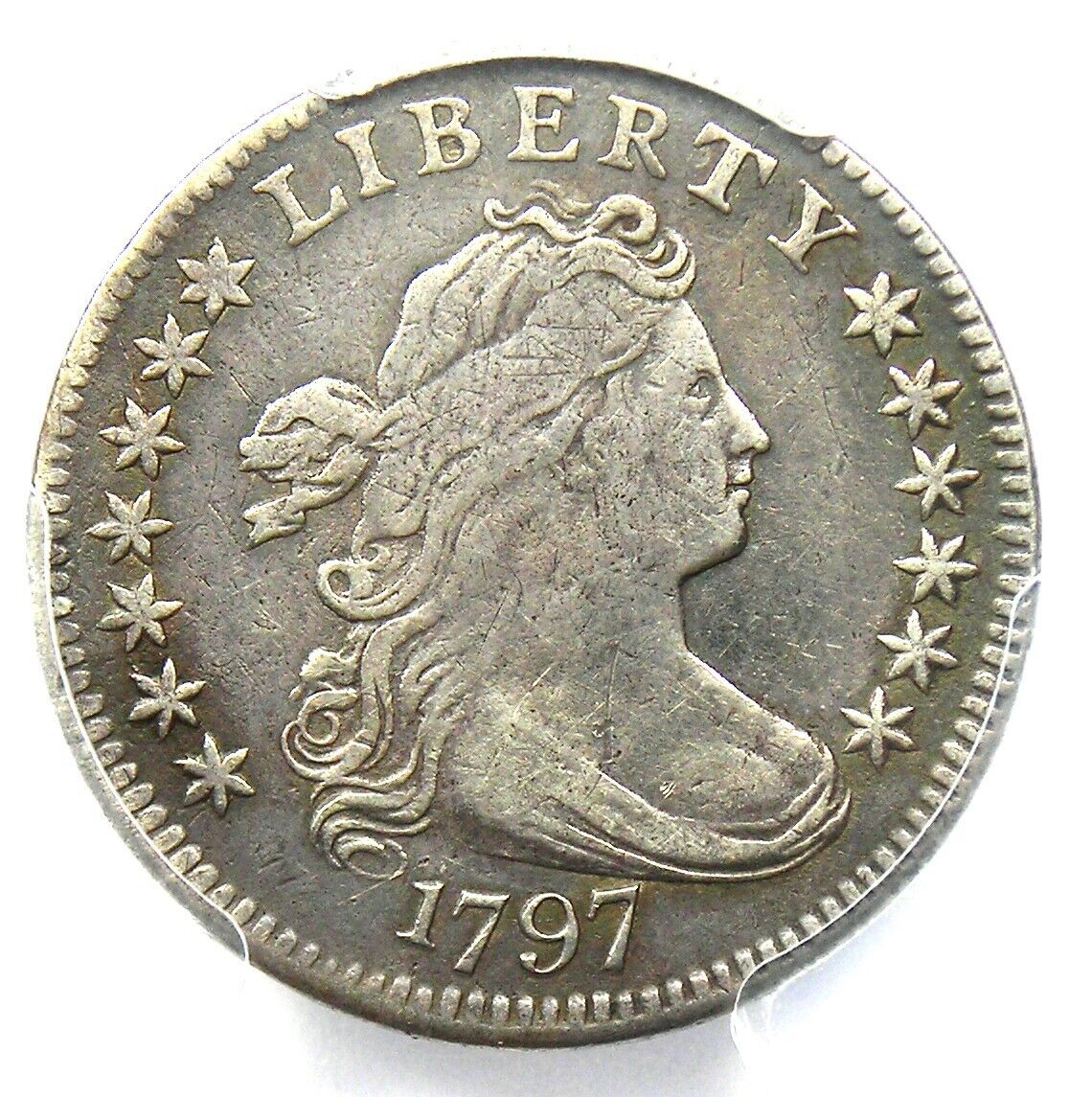 1797 Draped Bust Dime 10C Coin - Certified PCGS VF Details - Rare Date!