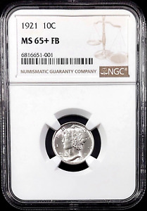 1921 Mercury Dime certified MS 65+ FB by NGC! FULL BANDS!