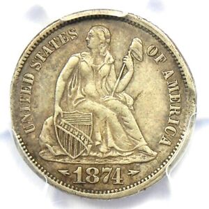 New Listing1874-CC Seated Liberty Dime 10C Carson City. PCGS XF Detail (EF) - RARE Key Date