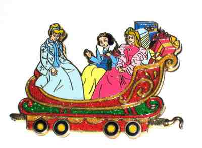 LE 100 Disney Pin?Princess Christmas Holiday Train Presents Gifts Sleigh Ride LE