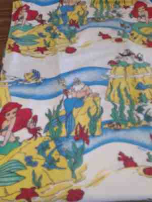 Vintage Disney The Little Mermaid Flannel Twin Flat, Fitted Sheets Set Fabric