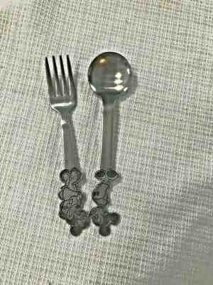 Vintage Walt Disney Mickey & Minnie Mouse Child's Spoon Fork Flatware By Bonny