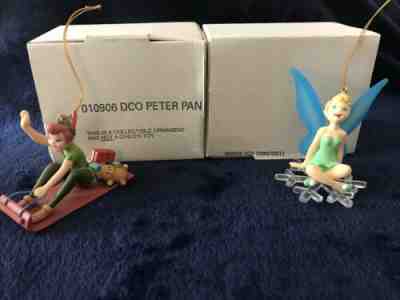 Disney Grolier Collectible PETER PAN and TINKERBELL Christmas Ornaments