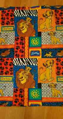 Vintage Disney The Lion King Flannel Cotton Twin Size Flat Sheet Simba Fabric