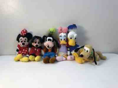 DISNEY PLUSH MICKEY MINNIE MOUSE DONALD DAISY DUCK GOOFY PLUTO BEANIE LOT