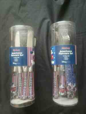 DISNEY MICKEY MOUSE AMERICANA 24-PIECE FLATWARE SET NEW AND USED