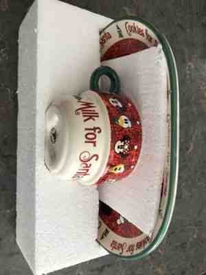 Disney Parks Milk & Cookie For Santa Plate Minnie Mickey Christmas Cup Mug