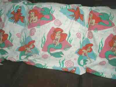 Vintage Disney Little Mermaid Flat full size Sheet Flannel Fabric craft Material