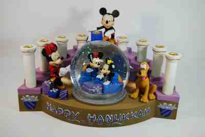 Disney Mickey Minnie Mouse Hanukkah Menorah Chanukah 2000 Snow Globe 