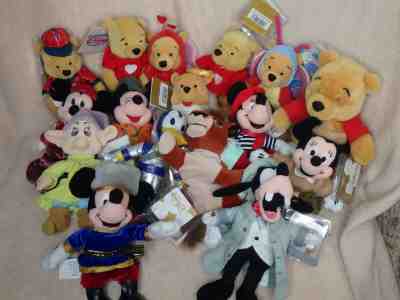 Lot of 16 Disney Mini bean Bag with Tags - Mickey, Mini, Pooh and More!!