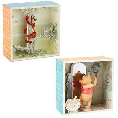 Hallmark 2pc Disney Winnie the Pooh Shadow Box Figurine Sets Pooh Bear & Tigger
