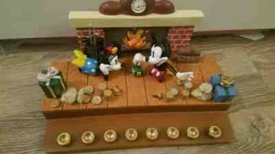 Disney Fireplace Menorah Mickey Minnie Mouse Chanukah Hanukkah Rare euc preowned